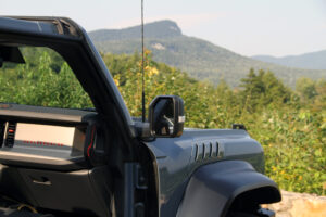 Ford Bronco Raptor, looking out over the mountains.